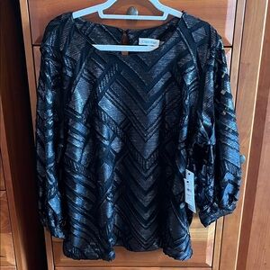 Calvin Klein Black and silver metallic Women's too, size XL NWT